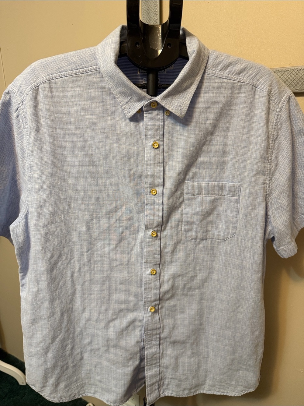 Southern Tide Men's 100% Cotton Short Sleeve Crosshatch Shirt XL Blue
